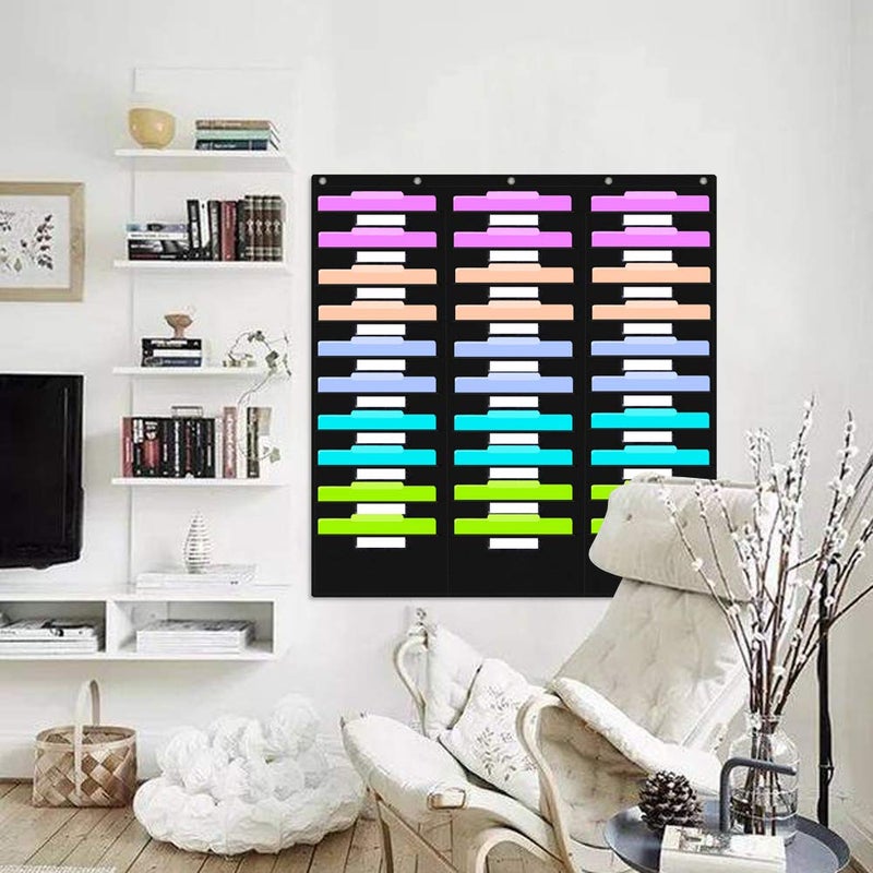 Eamay Hanging File Folder Organizer - 30 Pockets, 5 Over The Door Hanger - Office Document Letter Organizer - Image 2